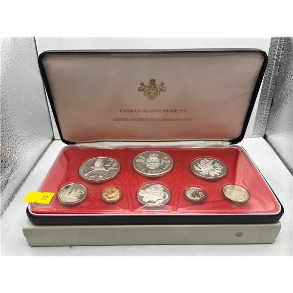 1974 Cayman Island Proof Set $5,$2, $1, and $0.50 coins 92.5% Silver