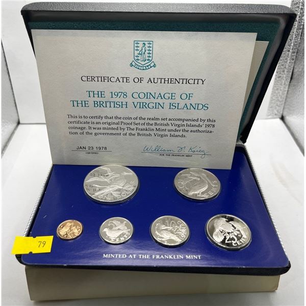 1978 British Virgin Islands Proof Set $1 coin 92.5% Silver