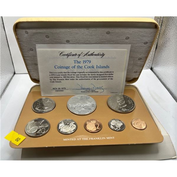 1979 Cook Islands Proof Set $5 coin 50% Silver