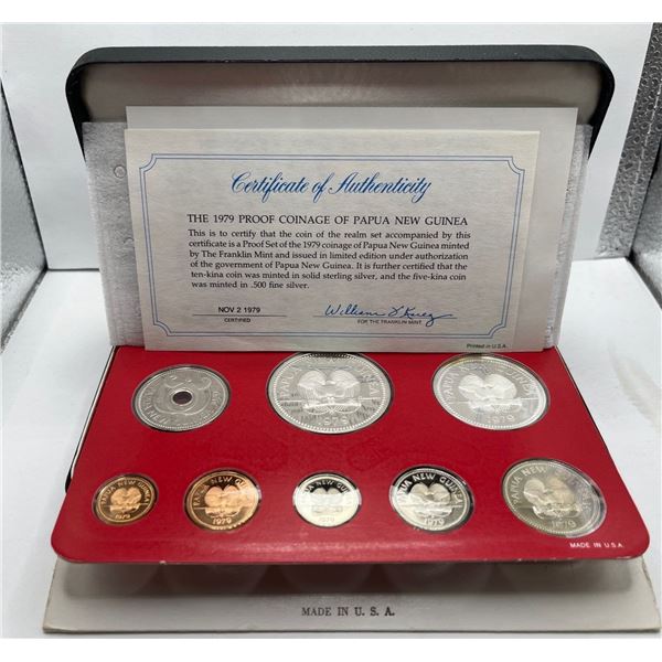 1979 Papua New Guinea Proof Set 10 coin 92.5% Silver 5 coin 50% Silver