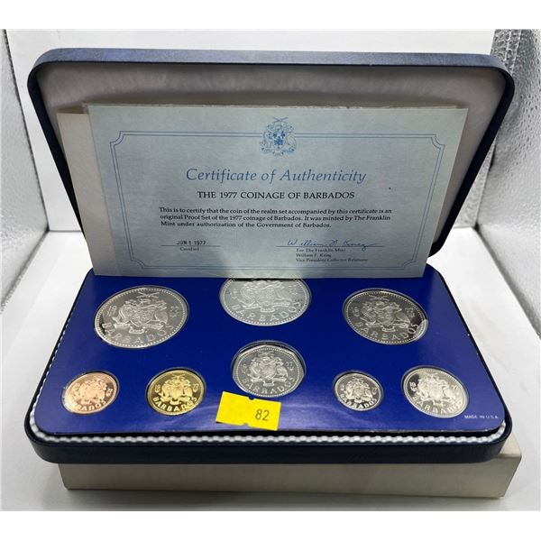 1977 Barbados Proof Set $10 coin 92.5% Silver