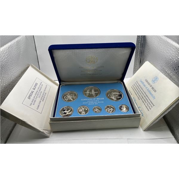 1979 Belize Sterling Silver Proof Set 92.5% Silver includes special gloves