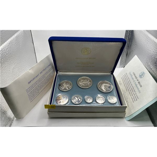 1974 Belize Sterling Silver Proof Set 92.5% Silver includes special gloves