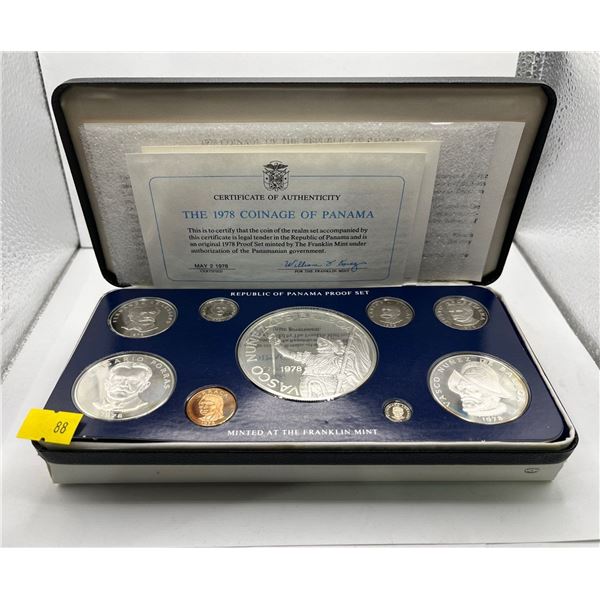1978 Panama Proof Set 92.5% Silver
