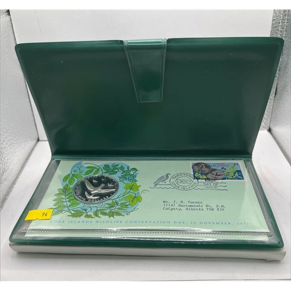 1977 Cook Island Commemorative Coin and Stamp $5 coin 50% Silver