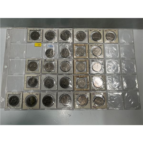 Binder Pages of Canadian Nickel Dollars 1968-1973, 1975,1976.1978,1982