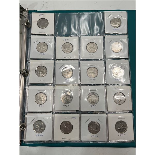 Binder of Canadian Quarters 1970-1990, 1992-1996,1999