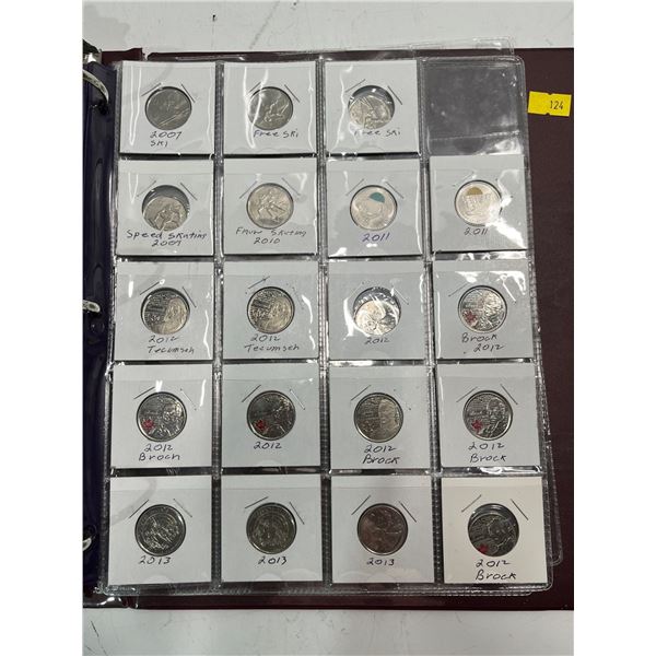 Binder of Canadian Quarters 2007, 2009-2018