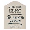 Image 1 : A Magic Kingdom Keelboat and Haunted Mansion Sign.