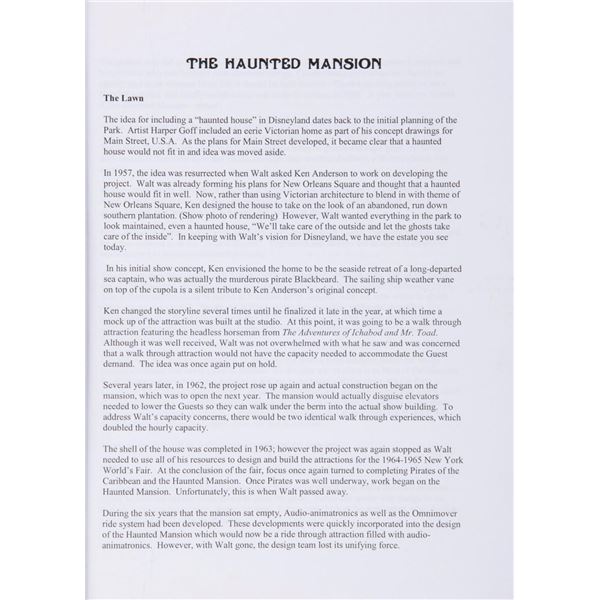 A Haunted Mansion Tour Script.