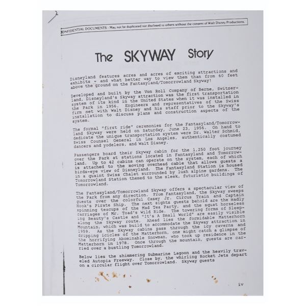 A Disneyland Skyway Operations Packet.