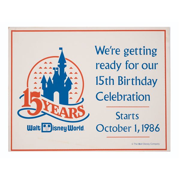 Teaser Sign A Walt Disney World 15th Anniversary Teaser Sign.