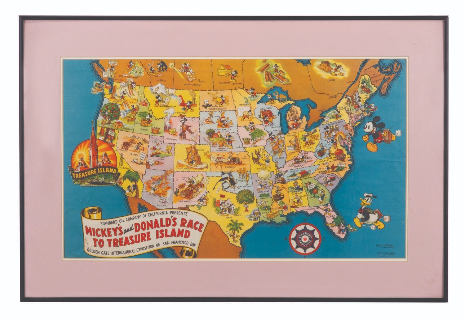 Donald Map A Mickey's and Donald's Race to Treasure Island Map. - Van Eaton Galleries