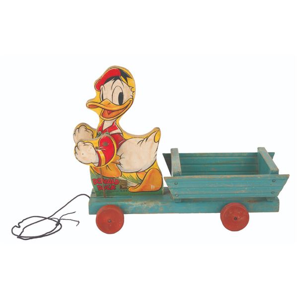 A Fisher-Price Donald Duck Cart Toy.