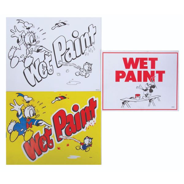 A Trio of Disneyland Wet Paint Signs.
