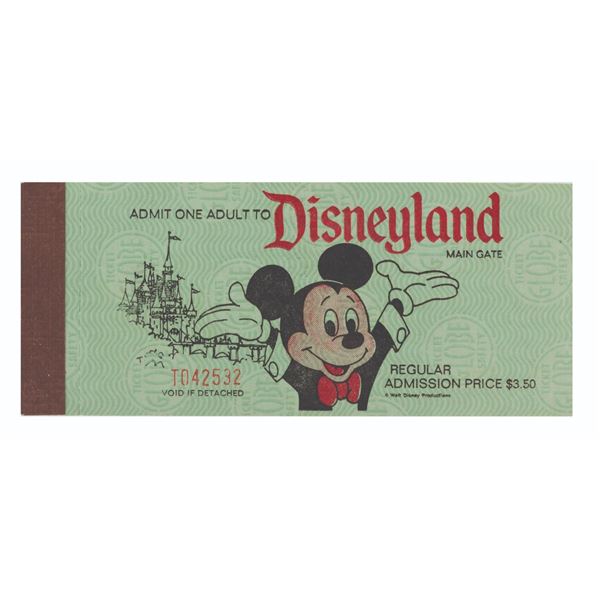 A 1972 Disneyland Adult 10 Ticket Book.