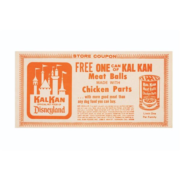 A 1970s Disneyland KAL KAN Coupon.