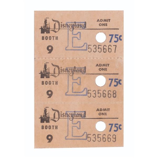 A Set of Three Disneyland "E" Tickets.