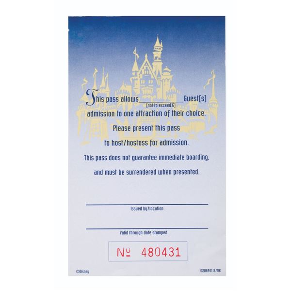 A 1996 Ride Admission Ticket Book.