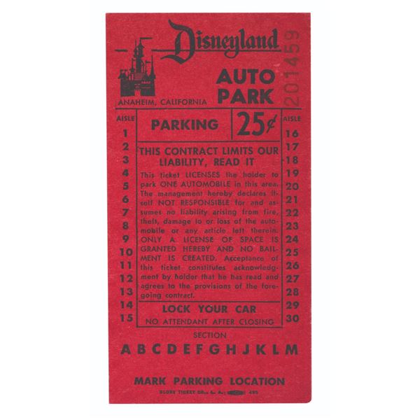 A Disneyland Auto Park Ticket.