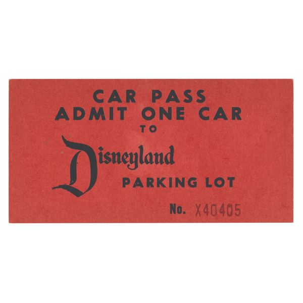 A 1950s Disneyland Parking Pass.