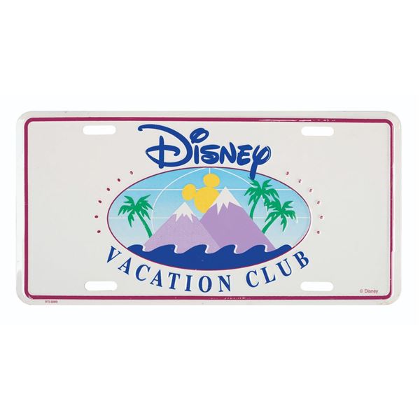 A Disney Vacation Club License Plate.