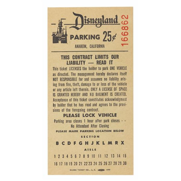 A Disneyland 25 Cent Parking Pass.