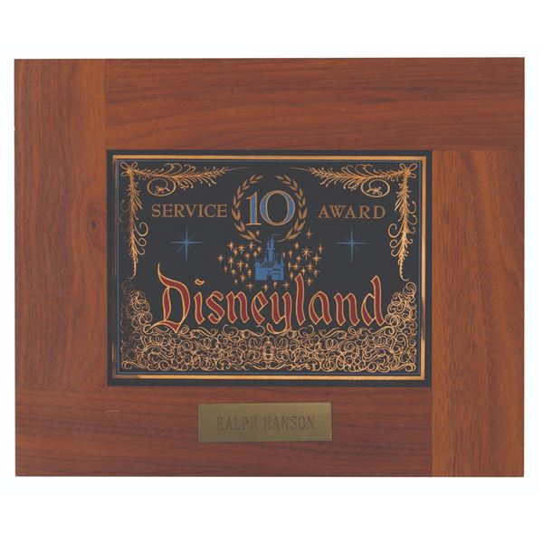 Ralph Hanson's 10 Year Service Plaque.