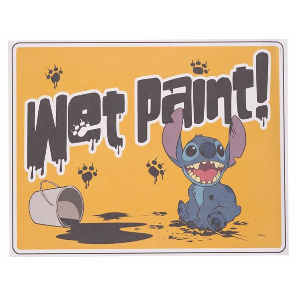 A Stitch "Wet Paint" Sign.