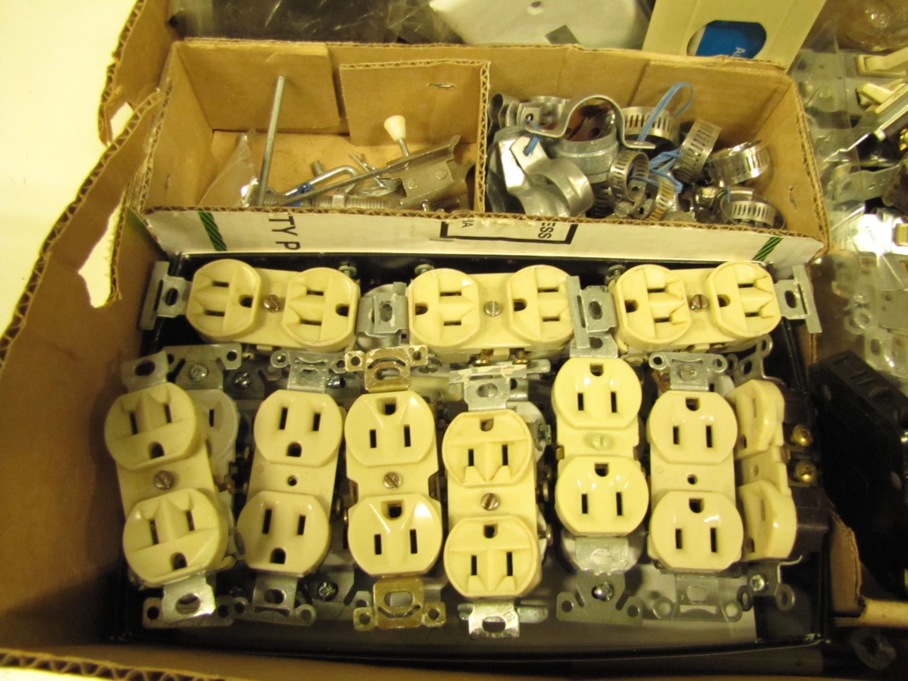 Outlet Order Box with assorted electrical outlets switches etc