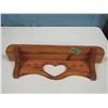 Image 1 : Decorative shelf with peg hooks and heart carved in center