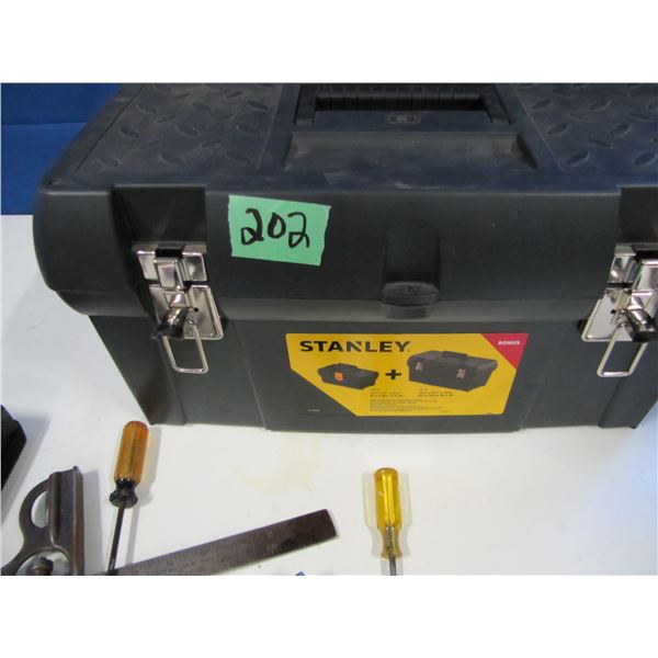 Stanley tool box with assorted tools