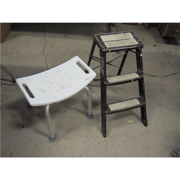 Assisted living bath seat and step stool