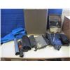 Image 1 : Clothes hamper with tarps screening felt insoles and miscellaneous