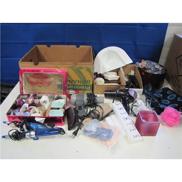 Hair dryers , curling irons , bathroom items