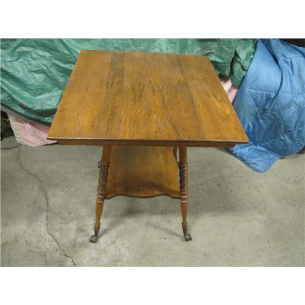 Parlor table with glass ball feet