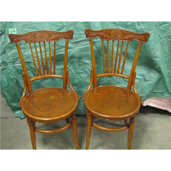 Set of two press back parlor chairs