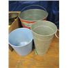 Image 2 : Box with various tin pails and pots for plants