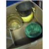 Image 3 : Box with various tin pails and pots for plants