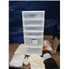 Image 1 : multi drawer storage system with doll making supplies, knitting needles  Cutting Mats