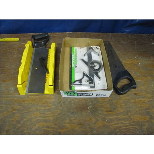 miter box and saw and 12   Combination Square set