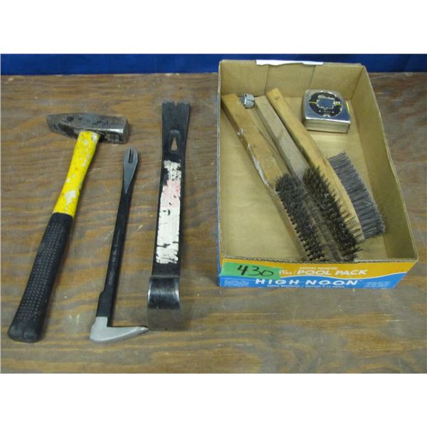 Wire brushes , pry bars , hammer