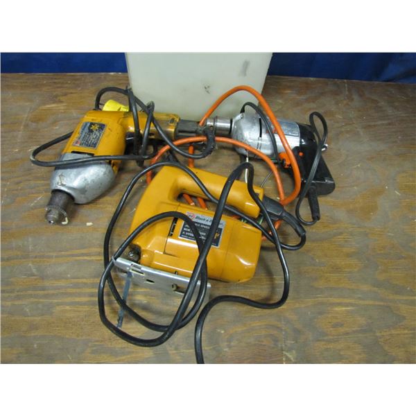 jig saw and two 3/8 drills