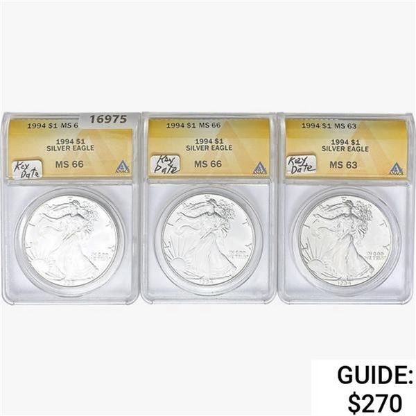 1994 $1 Silver Eagle MS 66 Key Date