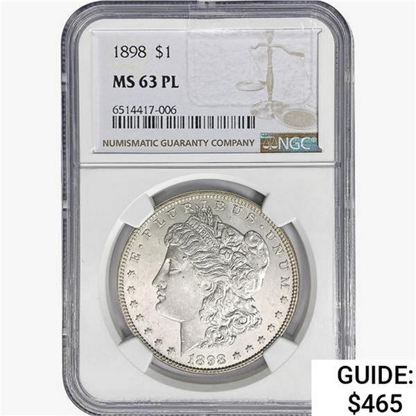 1898 Morgan Silver Dollar NGC MS63 PL