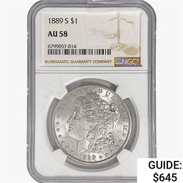 1889-S Morgan Silver Dollar NGC AU58