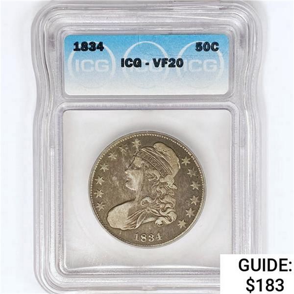 1834 Capped Bust Half Dollar ICG VF20
