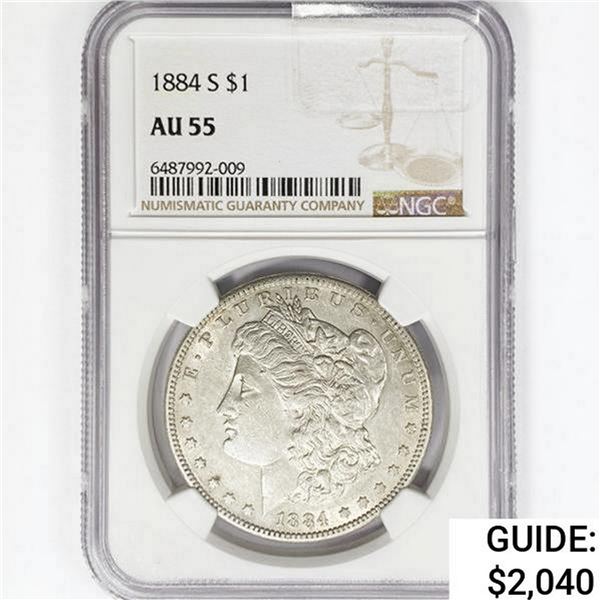 1884-S Morgan Silver Dollar NGC AU55