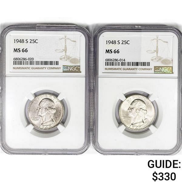 1948-S [2] Washington Silver Quarter NGC MS66
