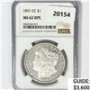 Image 1 : 1891-CC Morgan Silver Dollar NGC MS62 DPL